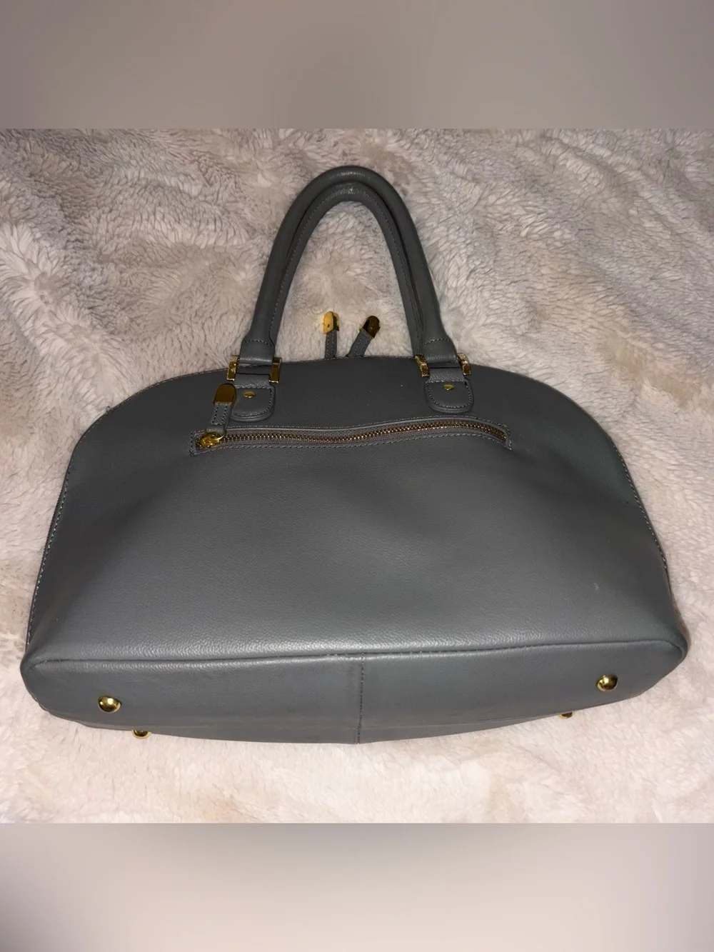 Joy & Iman Gray Satchel with Gold Hardware